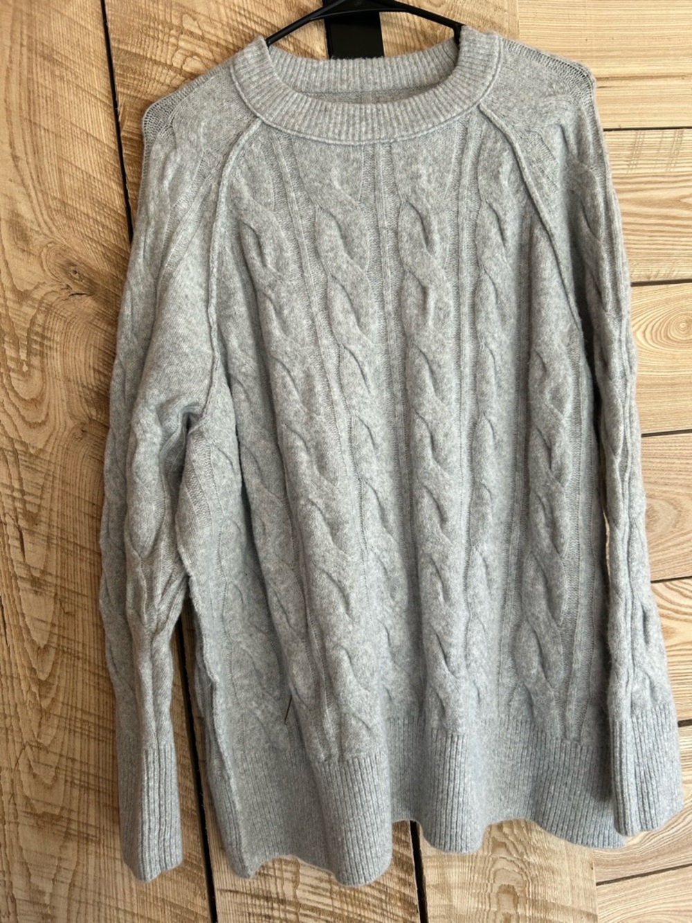 aerie Light Gray Cable Knit Sweater